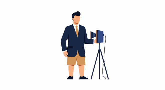 Flat Illustration of Businessman in Suit Jacket and Shorts During Video Conference Call - Working from Home Concept
