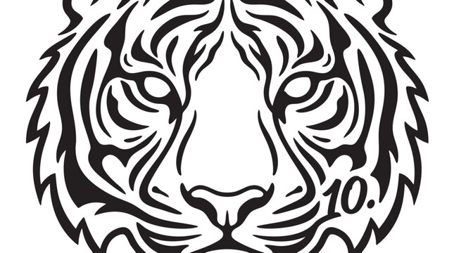 Black tiger face, vector illustration, wildlife icon, animal design