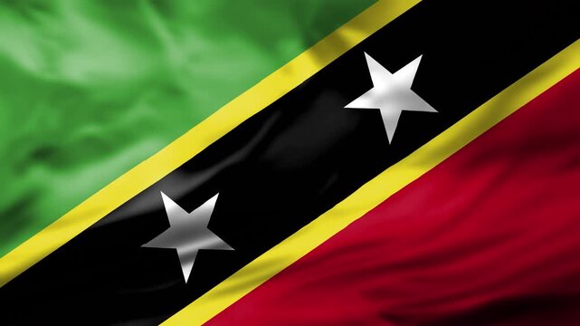 Waving Flag Loop Saint Kitts And Nevis National Symbol Stars Fabric Close Up National Symbol