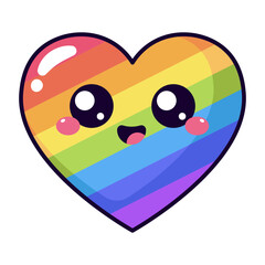 Fototapeta premium Cute Rainbow Heart Cartoon Icon Illustration