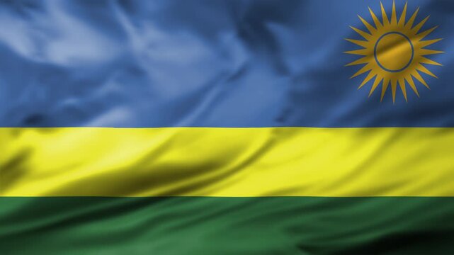 Rwanda Flag Waving Animation Background Rwandan National Symbol Fabric Close Up Video Footage