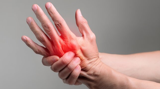Realistic medical 3D illustration of human joint inflammation caused by gout disease, painful uric acid crystal buildup in toe joint, anatomical close-up showing swollen tissue, medical infographic