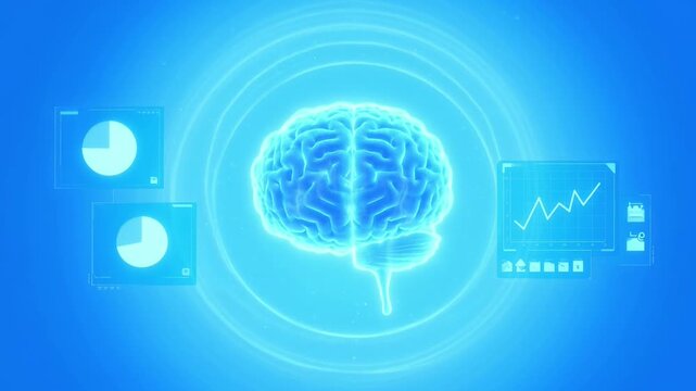 Digital human brain hologram with hud data analytics and cyber security interface
