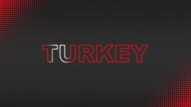 Red and White Neon Turkey Text Digital Halftone Typography Illustration