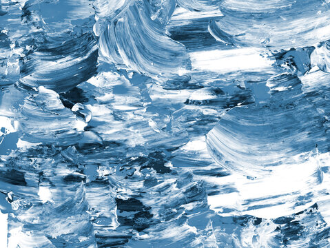 Abstract blue acrylic painting. Hand drawn brush stroke. Artistic texture, contemporary art for background.
