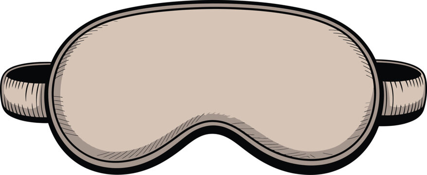 Beige silk sleep mask vector illustration, comfortable eye cover for sleeping and travel, soft fabric blindfold for wellness and insomnia relief
