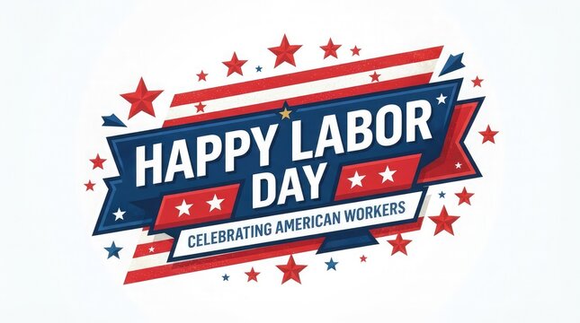 Happy labor day graphic patriotic american worker holiday celebration design with stars and stripes