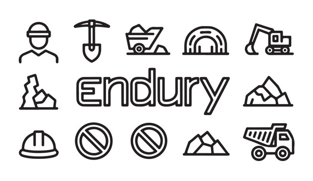 Mining industry related vector line icons set. elements for web site and mobile app development.
