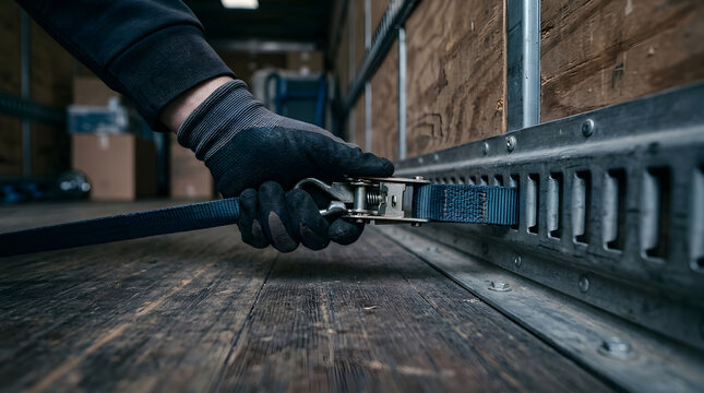 securing cargo with ratchet straps | commercial truck load securement | heavy duty tie down equipment | logistics and shipping safety | moving company tools