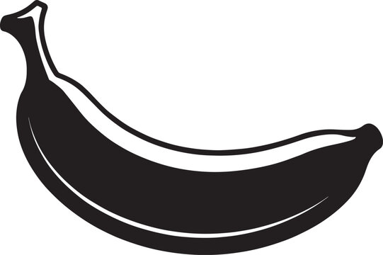 Banana Silhouette: A sleek, black silhouette of a ripe banana against a blank canvas, showcasing the fruit's elegant form.