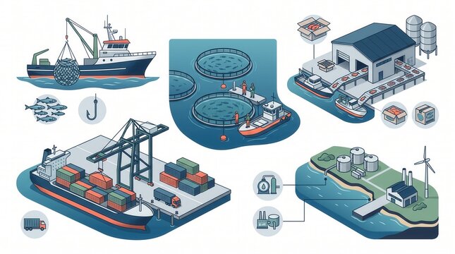 Visualizing the seafood supply chain: fishing, farming, processing, global distribution