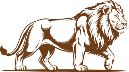 Brown lion vector, majestic lion illustration, wild animal graphics, safari icon © yamin678
