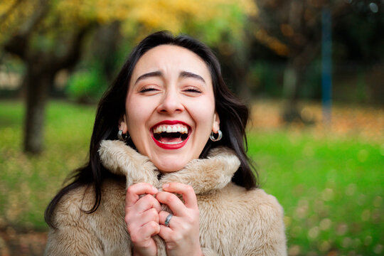 Candid laugh in the park