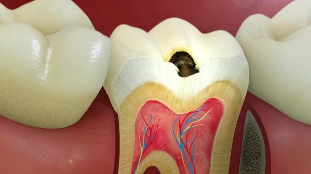 Molecules (medicine, vitamins, minerals, toothpaste, mouthwash etc) cure a damaged tooth.