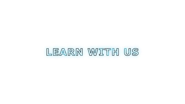 Vibrant milestone text displays flash glowing sapphire neon education phrases on white. Online learning platform main index sites apply a vibrant milestone text displays frame.
