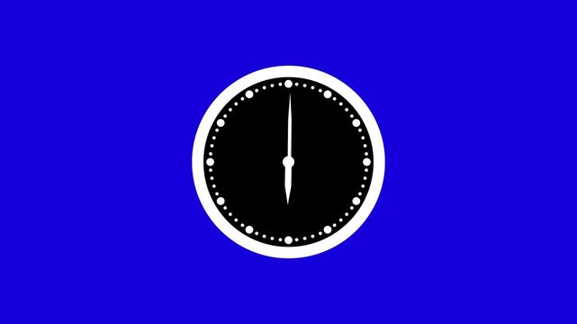 Clock icon animation. Analog clock timer circle animated. 12 Hours clock. Clock icon vector animation with clock face alpha channel 4k video.