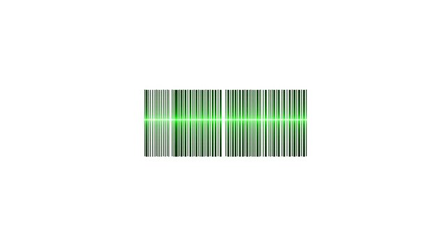 Bar code with Green Scanner Lines on White Background scanning product animation
