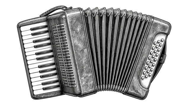 Vintage accordion with keyboard and bellows ready for performance.