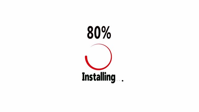 Digital installation progress bar animation with percentage counter and loading spinner for software update or tech UI interface 4k video.