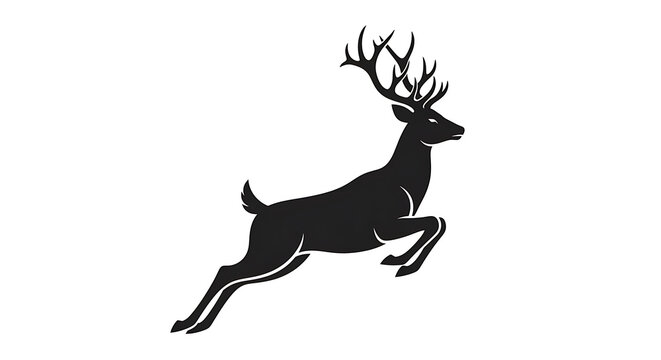 Black deer silhouette running isolated