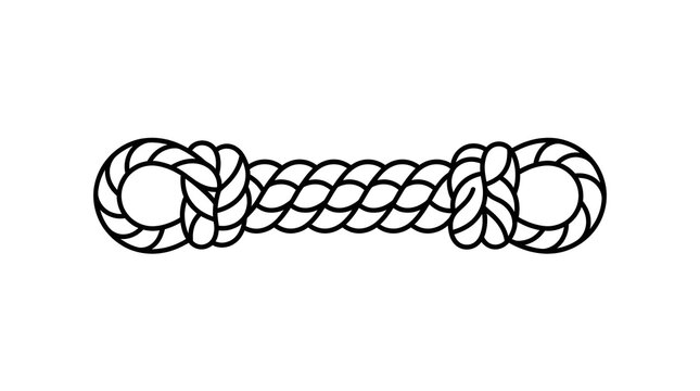 Robust twisted rope with secure tied loops, embodying strength, unity, and an unbreakable bond. A versatile graphic element for nautical, adventure, or security designs