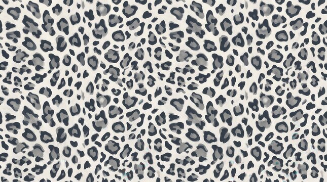 Seamless leopard spot pattern features dark gray and light gray markings on a white background