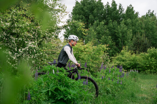 Confident Cyclist in Performance Gear Outdoors