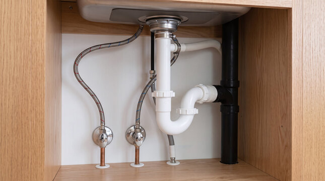 Modern Under Kitchen Sink Plumbing Installation