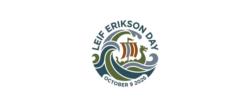 Stylized Maritime Exploration Emblem with Vintage Longship and Waves