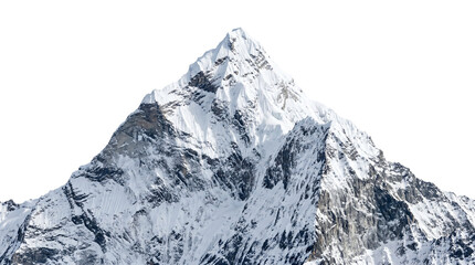 Single snowy mountain peak with steep rocky slopes isolated on transparent background png high res. © Isolated_png