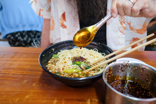 Eating Noodles With Chopsticks