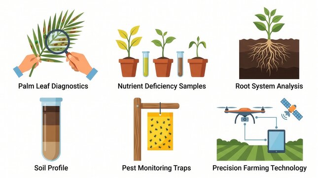 Experts analyze crops, soil, nutrients, pests, and use smart ag-tech