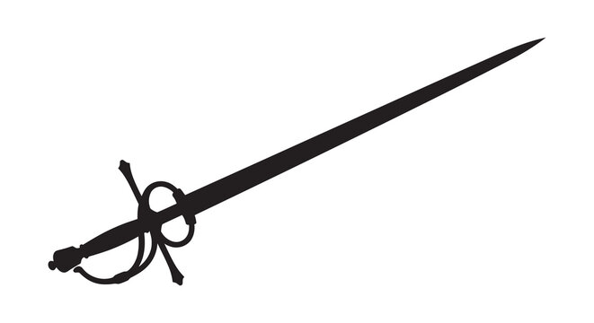 Rapier Sword With Intricate Hilt Black Silhouette
