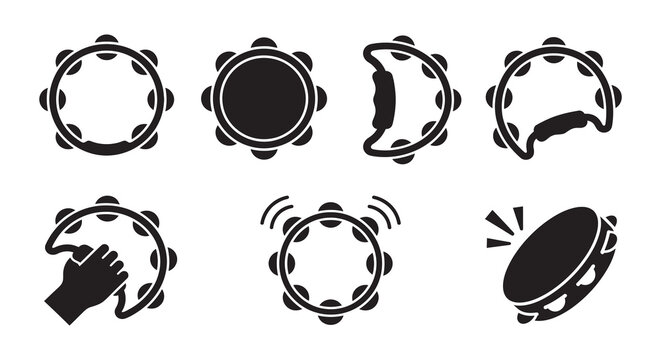 Tambourine Collection In Black Silhouette percussion instrument