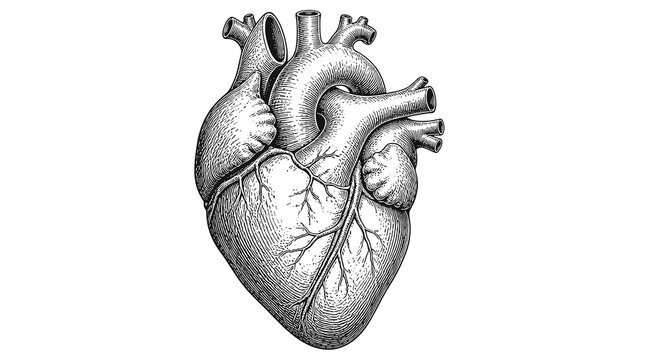 Detailed Anatomical Heart Illustration Showcasing Cardiac Structures.