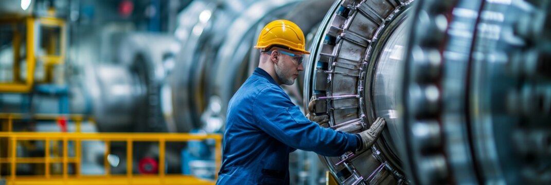 a mechanical engineer works on a huge metal machine