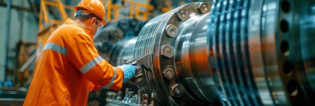 a mechanical engineer works on a huge metal machine