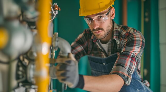 Plumber installing a water supply system