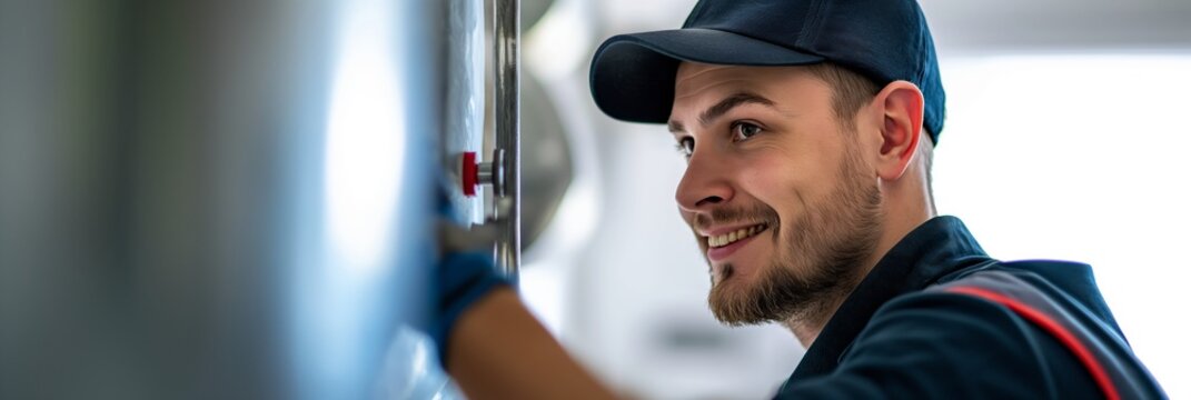 Plumber installing a water supply system