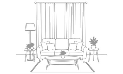 Fototapeta premium Furniture Home Vector Icons Set – Modern Interior Furniture Outline Collection