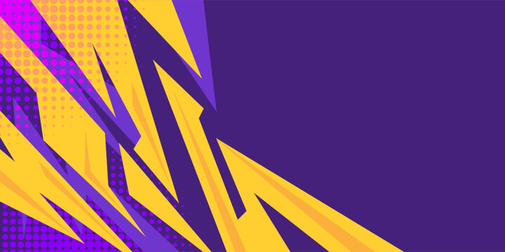 Yellow and purple abstract racing background with grunge texture, and halftone effect