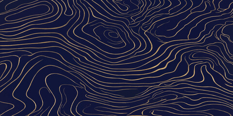 Abstract topographic map contour lines pattern on dark navy blue with topographic abstract geography background navigation elevation cartography geological landscape geometric technology © MOHAMAD
