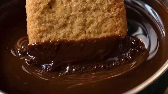 Cookie Dipping into Melted Chocolate