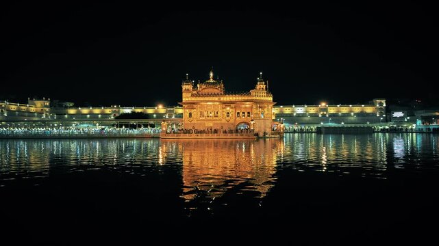 Night view of Golden Temple in Amritsar, Punjab