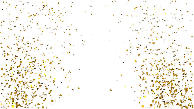 Gold Metallic Confetti Border on Transparent Background with Copy Space, Celebration Overlay