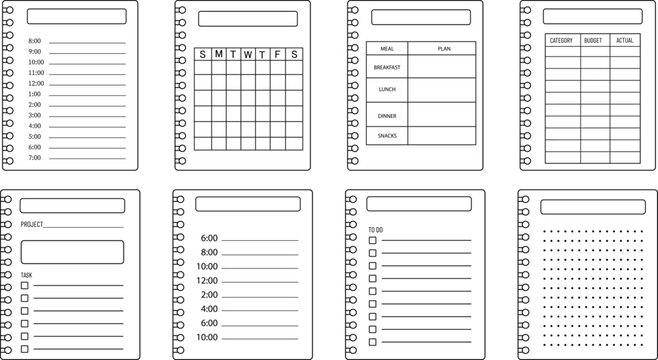 Printable daily planner page template set for scheduling productivity organization and personal planning