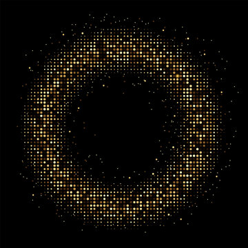 Luxury gold glitter background with shimmering confetti, sparkling dots and metallic sequins. Festive vector border for premium branding, celebrations, invitations, banners and holiday design.