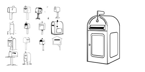 Mailbox Upright Isolated Vector Icon Outline Icon © P_edits