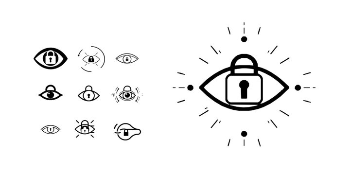 Eye Scan Symbol Unlocked Smooth Curved Lines Biometric Security Icon Outline