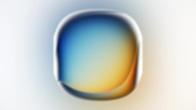 Abstract Fluid Motion Gradient Loop with Floating Glass Orb and Warm Orange Blue Background